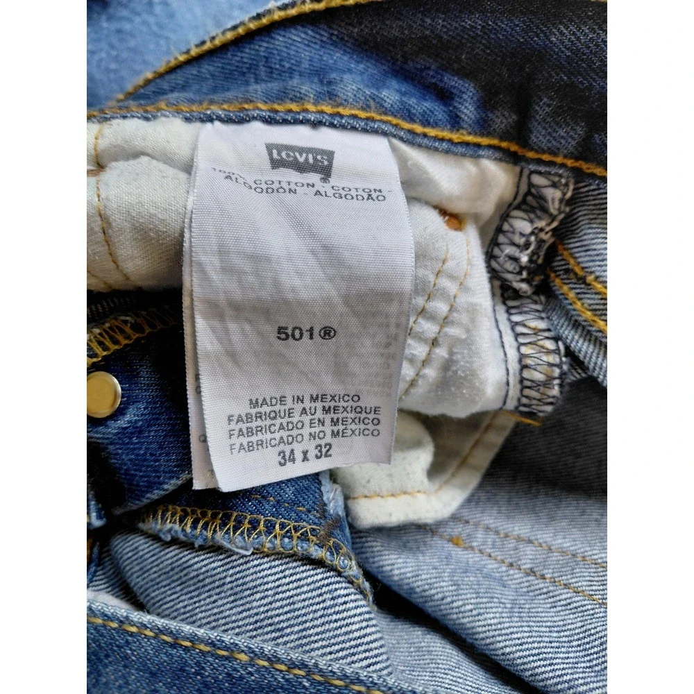 Levis 501 Original Fit Mens Medium Wash Blue Straight Leg Jeans 34 Button Fly